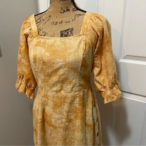 Square Neck Mustard Colored Dress